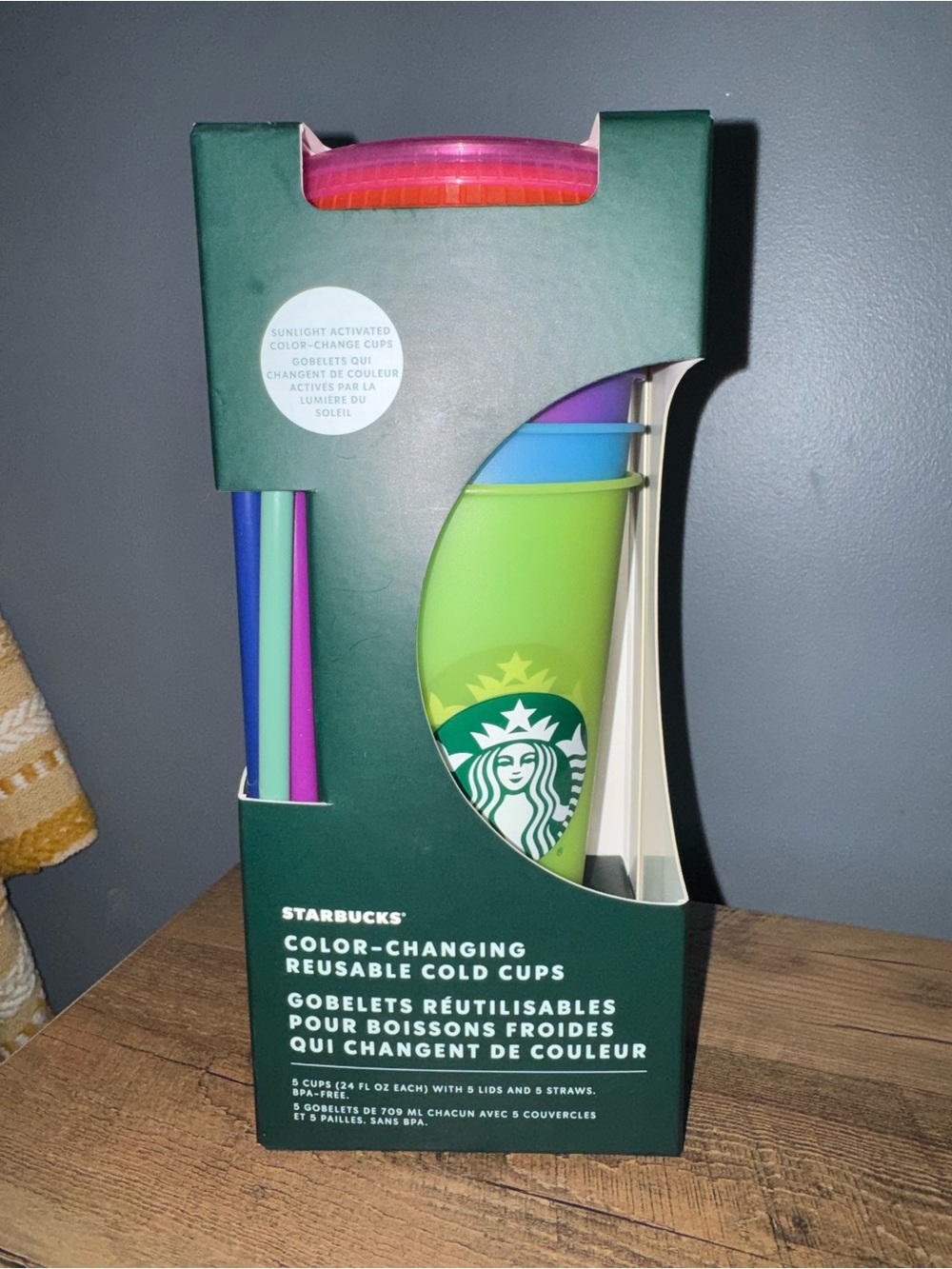 Starbucks Color-Changing Reusable Cups with Multicolor Lids and Straws